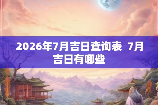 2026年7月吉日查询表  7月吉日有哪些