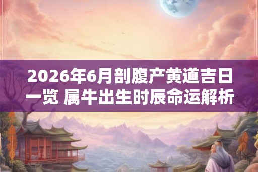 2026年6月剖腹产黄道吉日一览 属牛出生时辰命运解析