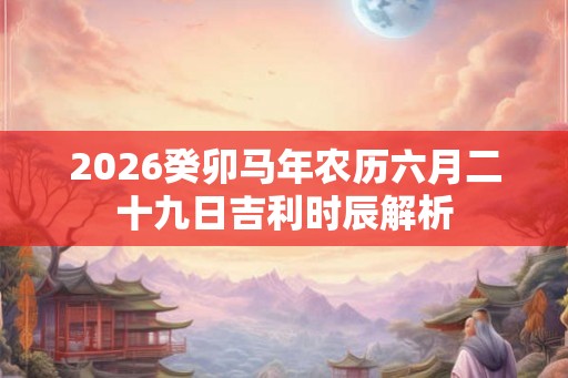 2026癸卯马年农历六月二十九日吉利时辰解析