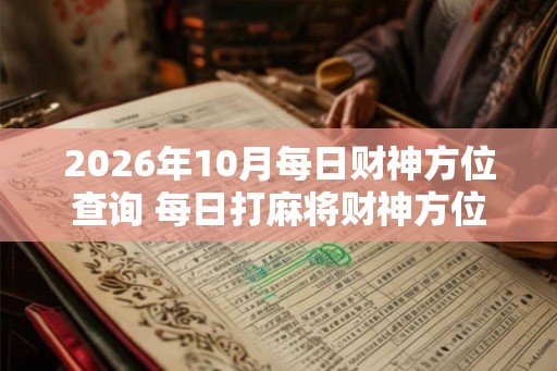 2026年10月每日财神方位查询 每日打麻将财神方位一览表