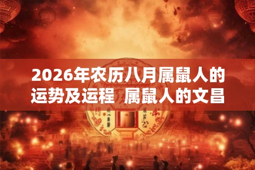 2026年农历八月属鼠人的运势及运程  属鼠人的文昌贵人是什么生肖