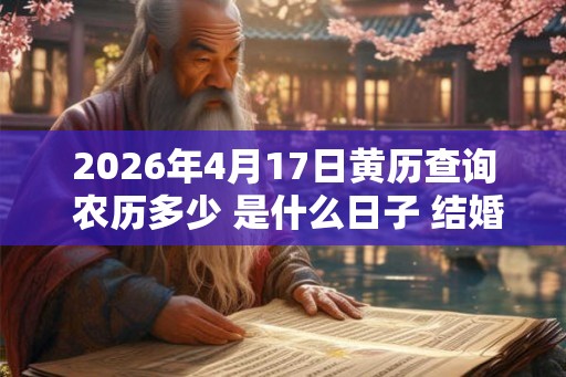 2026年4月17日黄历查询 农历多少 是什么日子 结婚吉时