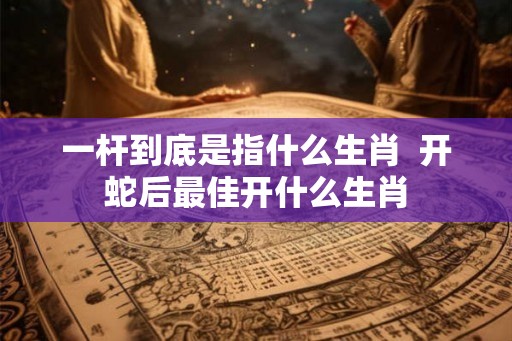 一杆到底是指什么生肖  开蛇后最佳开什么生肖