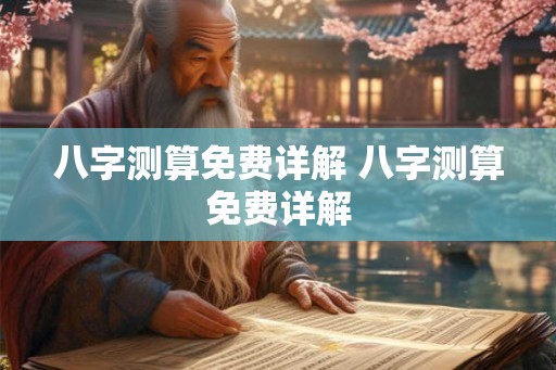 八字测算免费详解 八字测算免费详解