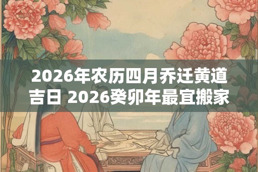 2026年农历四月乔迁黄道吉日 2026癸卯年最宜搬家的日子！