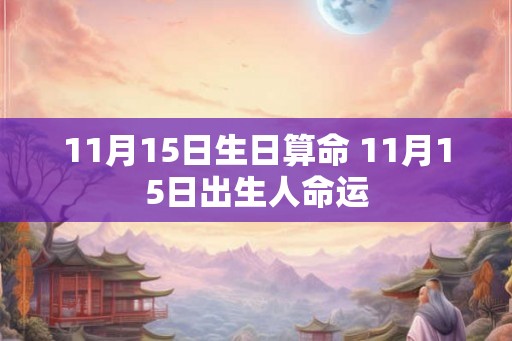 11月15日生日算命 11月15日出生人命运