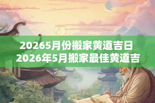 20265月份搬家黄道吉日 2026年5月搬家最佳黄道吉日