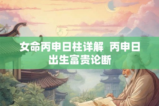 女命丙申日柱详解  丙申日出生富贵论断