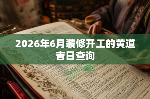 2026年6月装修开工的黄道吉日查询