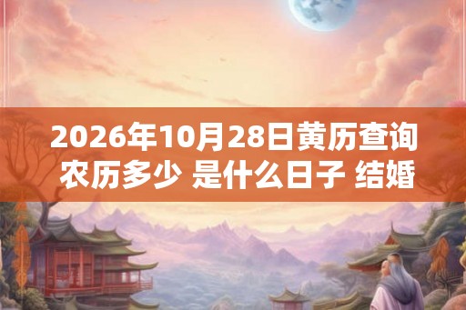 2026年10月28日黄历查询 农历多少 是什么日子 结婚吉时
