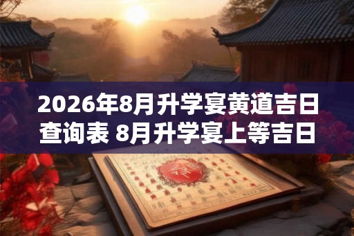 2026年8月升学宴黄道吉日查询表 8月升学宴上等吉日 2026年8月升学宴黄道吉日查询表 8月升学宴上等吉日