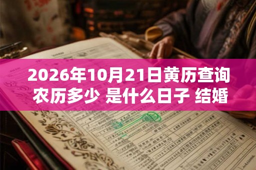 2026年10月21日黄历查询 农历多少 是什么日子 结婚吉时