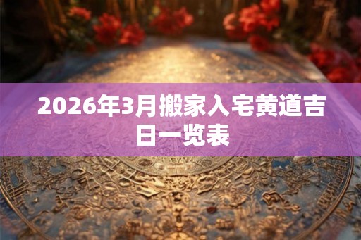 2026年3月搬家入宅黄道吉日一览表