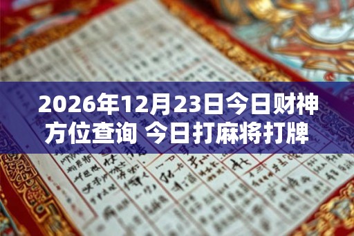 2026年12月23日今日财神方位查询 今日打麻将打牌财神方位