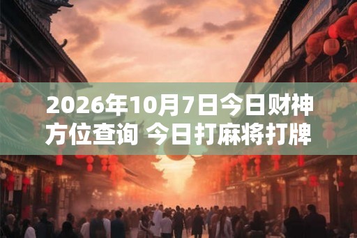 2026年10月7日今日财神方位查询 今日打麻将打牌财神方位