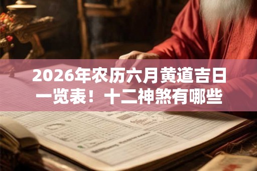 2026年农历六月黄道吉日一览表！十二神煞有哪些