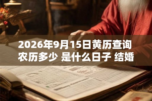 2026年9月15日黄历查询 农历多少 是什么日子 结婚吉时