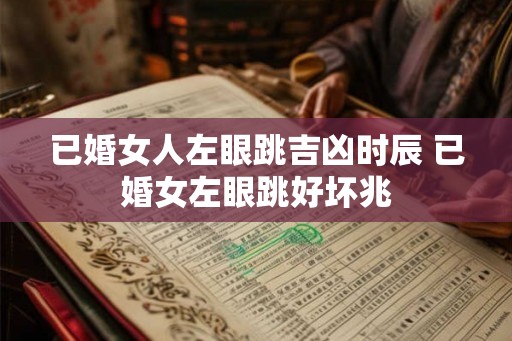 已婚女人左眼跳吉凶时辰 已婚女左眼跳好坏兆 已婚女人左眼跳吉凶时辰 已婚女左眼跳好坏兆
