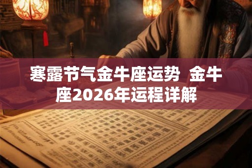 寒露节气金牛座运势  金牛座2026年运程详解