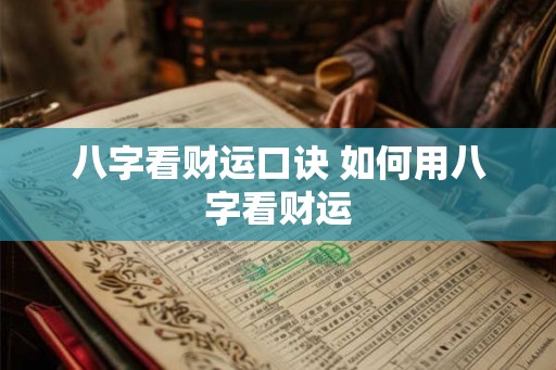 八字看财运口诀 如何用八字看财运 八字看财运口诀 如何用八字看财运