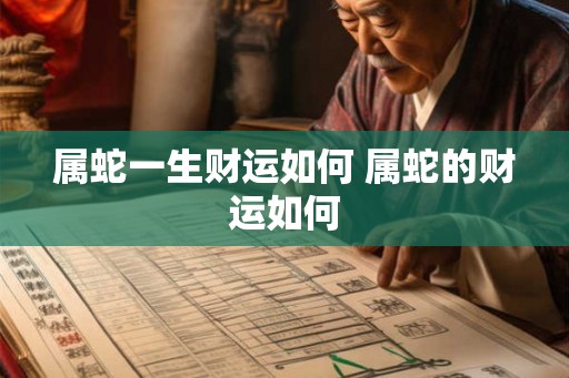 属蛇一生财运如何 属蛇的财运如何