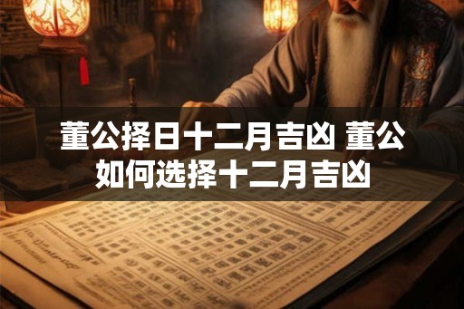 董公择日十二月吉凶 董公如何选择十二月吉凶