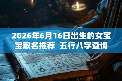 2026年6月16日出生的女宝宝取名推荐  五行八字查询