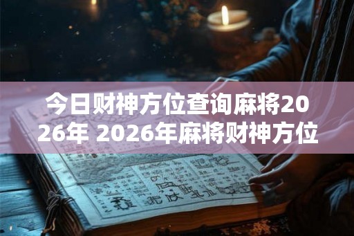 今日财神方位查询麻将2026年 2026年麻将财神方位在哪