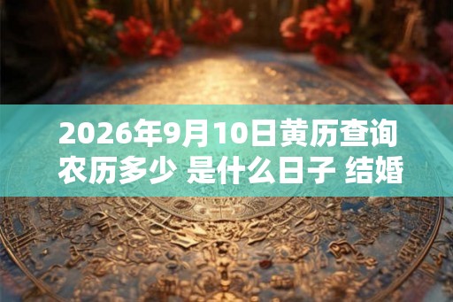 2026年9月10日黄历查询 农历多少 是什么日子 结婚吉时