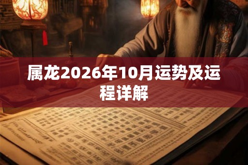 属龙2026年10月运势及运程详解