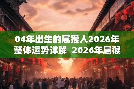 04年出生的属猴人2026年整体运势详解  2026年属猴运势好吗