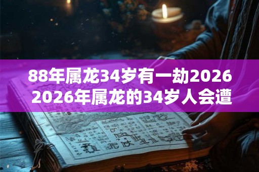 88年属龙34岁有一劫2026 2026年属龙的34岁人会遭遇一劫吗
