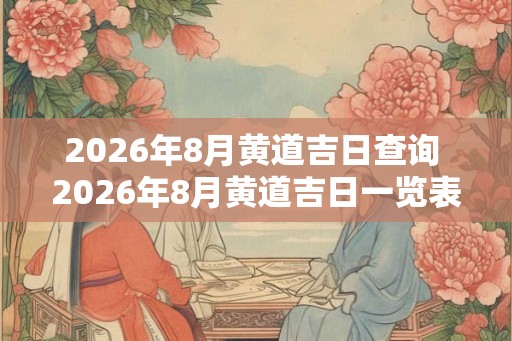 2026年8月黄道吉日查询 2026年8月黄道吉日一览表 2026年8月黄道吉日查询 2026年8月黄道吉日一览表