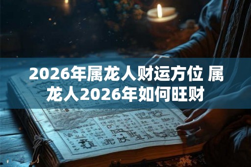 2026年属龙人财运方位 属龙人2026年如何旺财