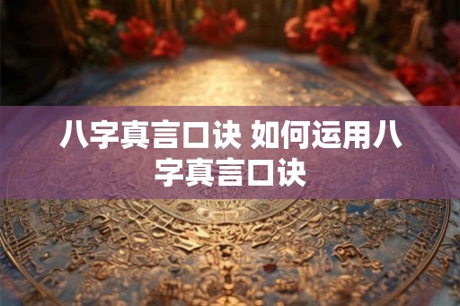 八字真言口诀 如何运用八字真言口诀