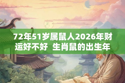 72年51岁属鼠人2026年财运好不好  生肖鼠的出生年份表