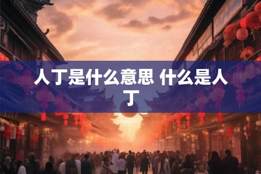 人丁是什么意思 什么是人丁
