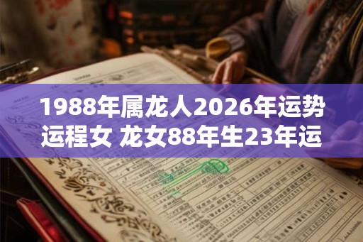 1988年属龙人2026年运势运程女 龙女88年生23年运如何