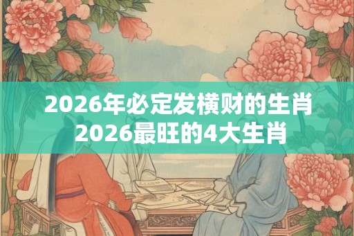 2026年必定发横财的生肖 2026最旺的4大生肖