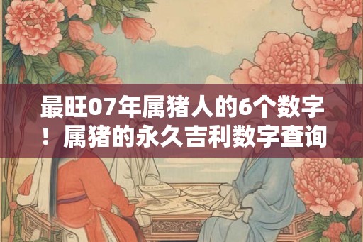 最旺07年属猪人的6个数字！属猪的永久吉利数字查询