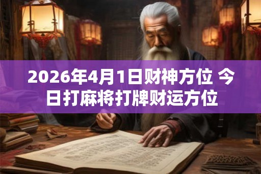 2026年4月1日财神方位 今日打麻将打牌财运方位