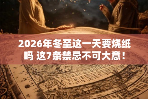 2026年冬至这一天要烧纸吗 这7条禁忌不可大意！
