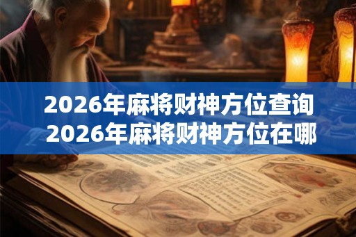 2026年麻将财神方位查询 2026年麻将财神方位在哪