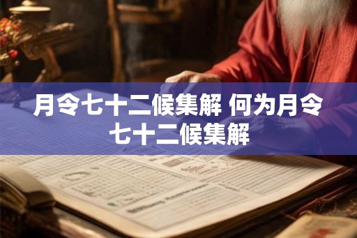 月令七十二候集解 何为月令七十二候集解