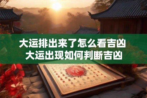 大运排出来了怎么看吉凶 大运出现如何判断吉凶 大运排出来了怎么看吉凶 大运出现如何判断吉凶