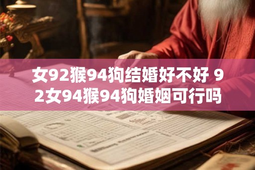 女92猴94狗结婚好不好 92女94猴94狗婚姻可行吗