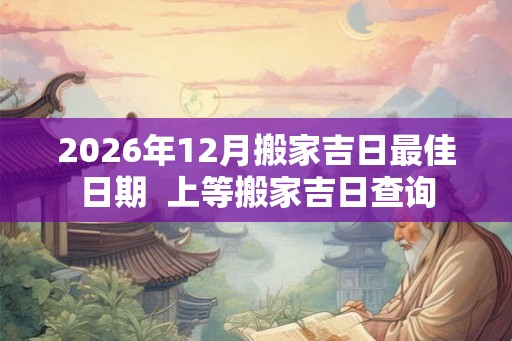 2026年12月搬家吉日最佳日期  上等搬家吉日查询