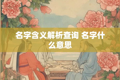 名字含义解析查询 名字什么意思 名字含义解析查询 名字什么意思