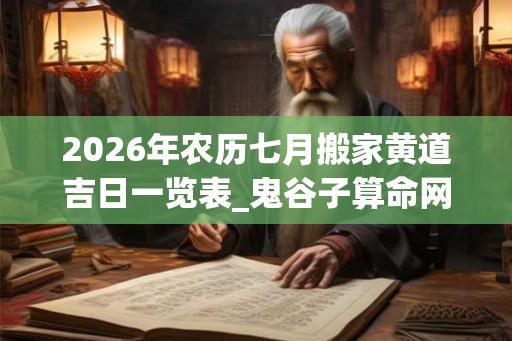 2026年农历七月搬家黄道吉日一览表_鬼谷子算命网