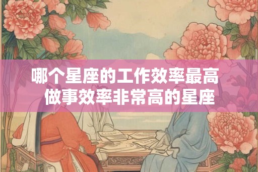 哪个星座的工作效率最高  做事效率非常高的星座